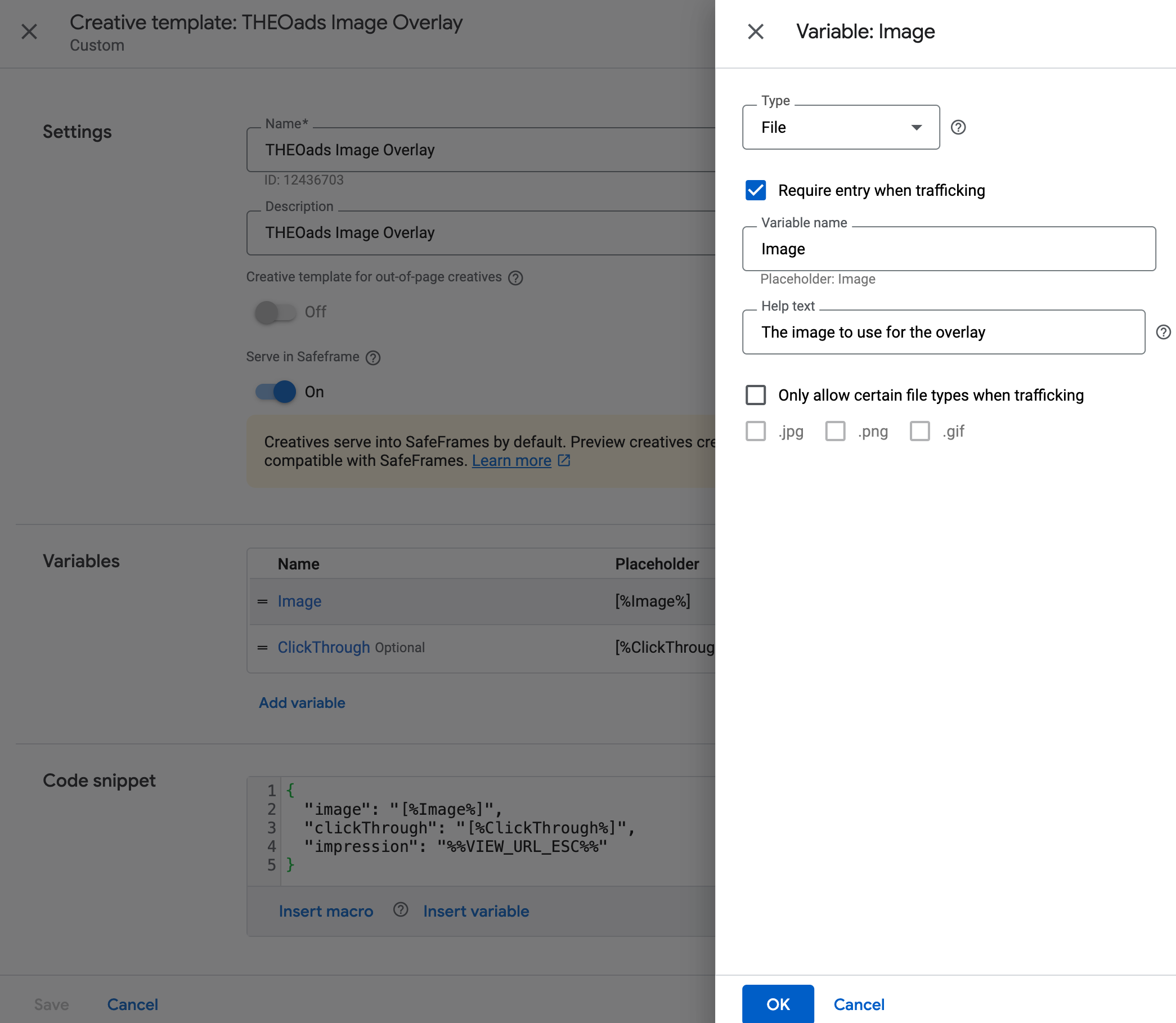 Configure a File type variable Image